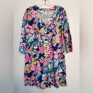 Lilly Pulitzer Amberly V-Neck 3/4 Sleeve T-Shirt Dress Size M